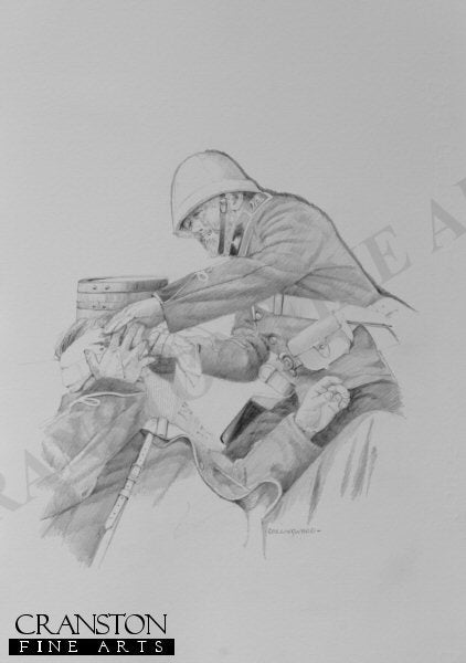 Tending the Wounded at Rorkes Drift by Chris Collingwood. [Original Drawing]