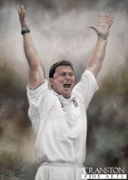 Darren Gough by Stephen Doig. [Original Pastel]