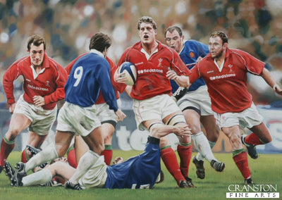 Wales 43 - France 35, Six Nations 2001 by Robert Highton. [Original Painting]