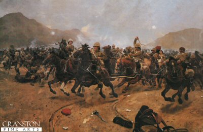Saving the Guns at the Battle of Maiwand by Richard Caton Woodville. [Antique]