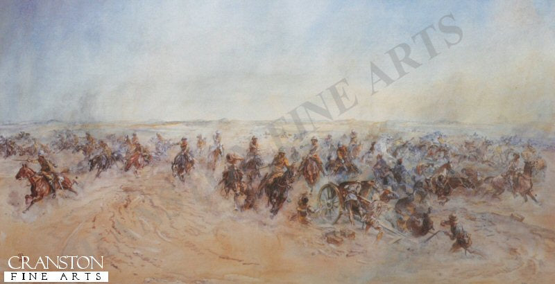 The Charge of the Warwickshire and Worcestershire Yeomanry at Huj by Lady Elizabeth Butler [Print]