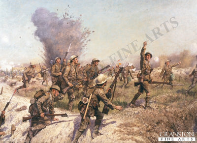 Battle of the Somme, the Attack of the Ulster Division by J P Beadle. [Postcard]