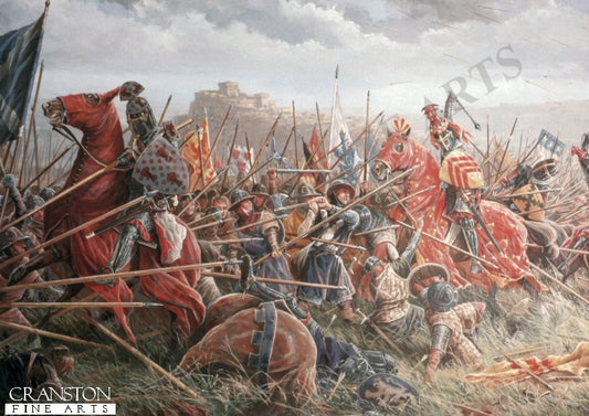 (Detail from) The Battle of Bannockburn by Mark Churms. [Postcard]