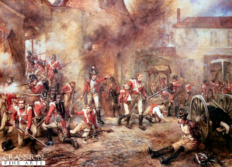 Defence of Hougoumont Farm by Robert Hillingford. [Postcard]
