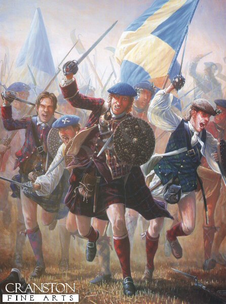 The Charge of the Highlanders at the Battle of Prestonpans by Mark Churms. [Postcard]