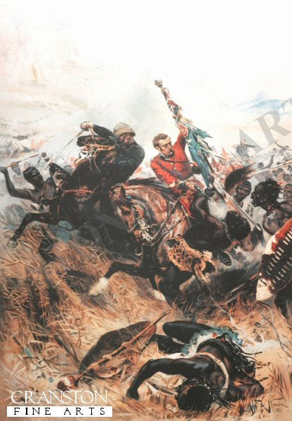Saving the Queen's Colours at the Battle of Isandhlwana by Alphonse De Neuville. [Print]