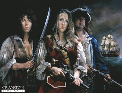 Anne Bonney, Mary Reid and Calico Jack Rackam by Chris Collingwood. [Postcard]