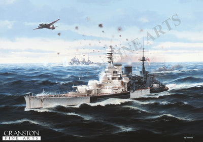 HMS Repulse with HMS Prince of Wales Under Attack by Ivan Berryman. [Postcard]
