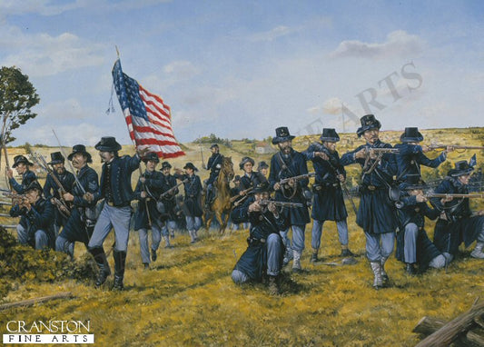 The Iron Brigade During the Battle of Gettysburg, 1863 by Brian Palmer. [Postcard]