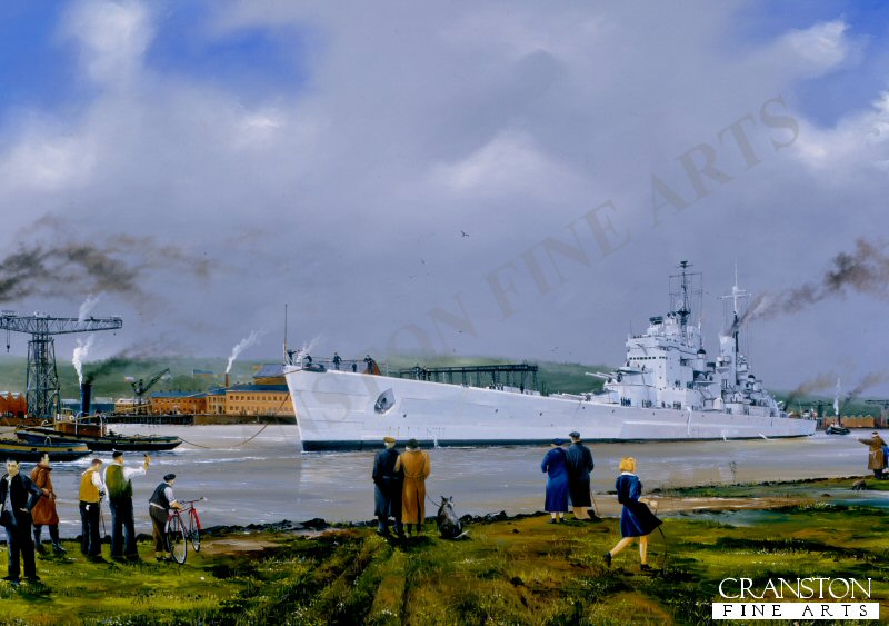 HMS Vanguard, Away the Vanguard by Randall Wilson [Postcard]