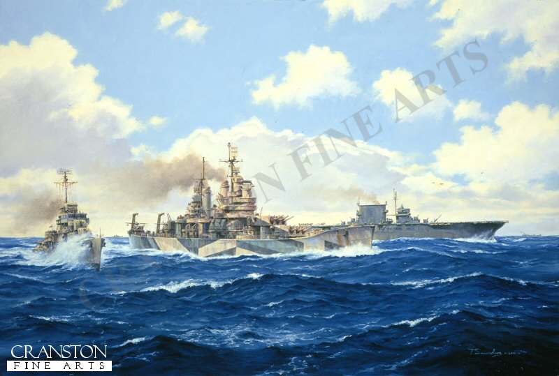 USS Baltimore and Saratoga in the Pacific by Anthony Saunders. [Original Painting]
