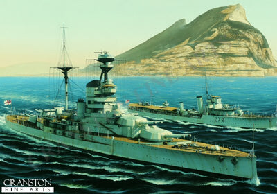 HMS Resolution at Gibraltar by Ivan Berryman. [Postcard]