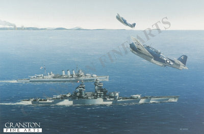 Richelieu and HMS Cumberland 1945 by Ivan Berryman. [Postcard]