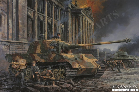 Defence of the Reichstag, Berlin, 1st May 1945 by David Pentland. [Postcard]