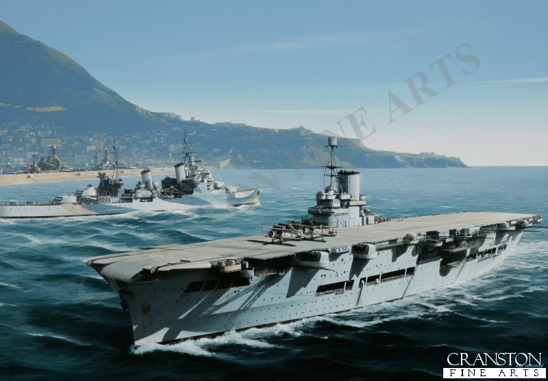 HMS Ark Royal and HMS Sheffield off the Mole - Gibraltar by Ivan Berryman [Postcard]