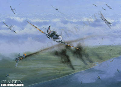 The Battle for the Skies Over Dieppe, 19th August 1942 by Graeme Lothian. [Postcard]