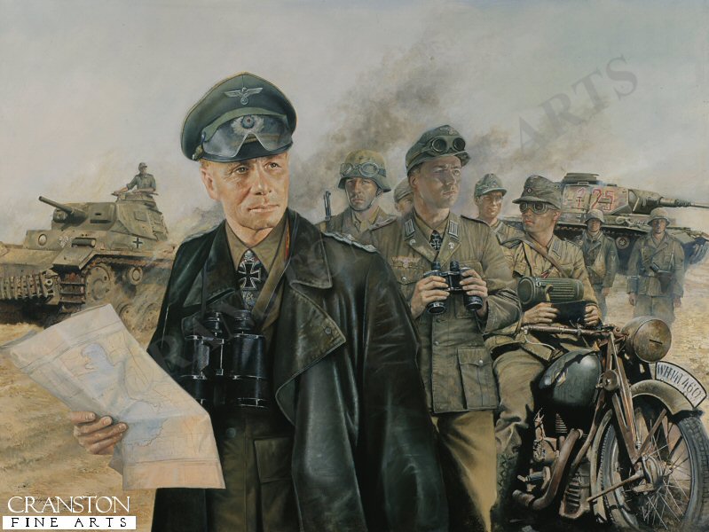 General Erwin Rommel with the Africa Korps before the Battle for Tobruk by Chris Collingwood. [Postcard]
