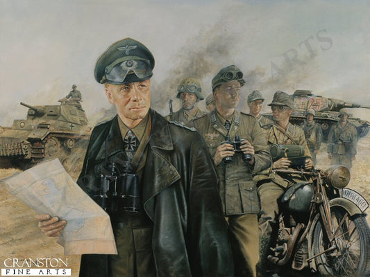 General Erwin Rommel with the Africa Korps before the Battle for Tobruk by Chris Collingwood. [Postcard]