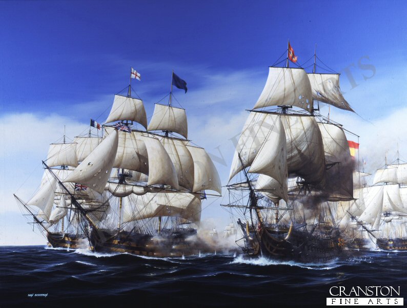 The Battle of Trafalgar - The First Engagement by Ivan Berryman. [Postcard]