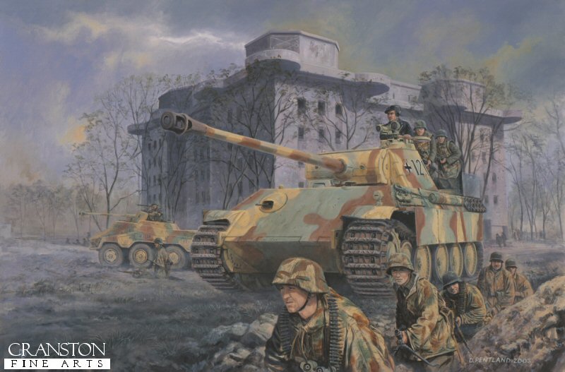 Panther at the Zoo, Tiergarten, Berlin, 2nd May 1945 by David Pentland. [Original Painting]