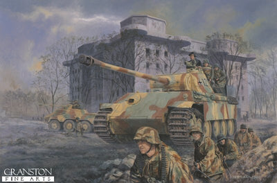 Panther at the Zoo, Tiergarten, Berlin, 2nd May 1945 by David Pentland. [Original Painting]