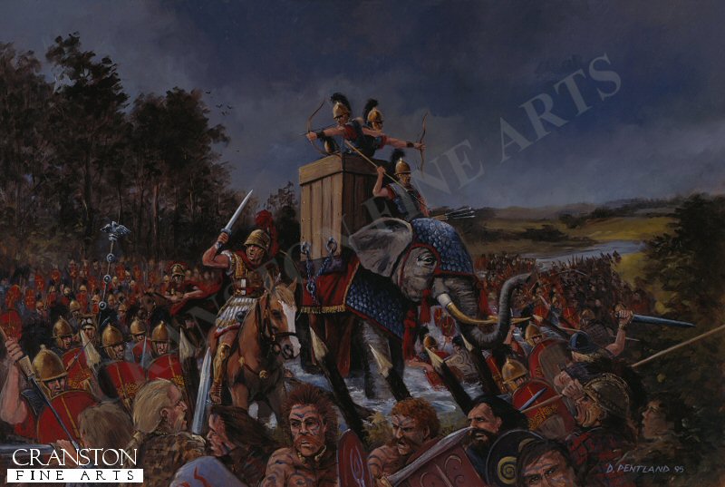 Julius Caesar Crossing the Thames, Summer 54BC by David Pentland. [Postcard]
