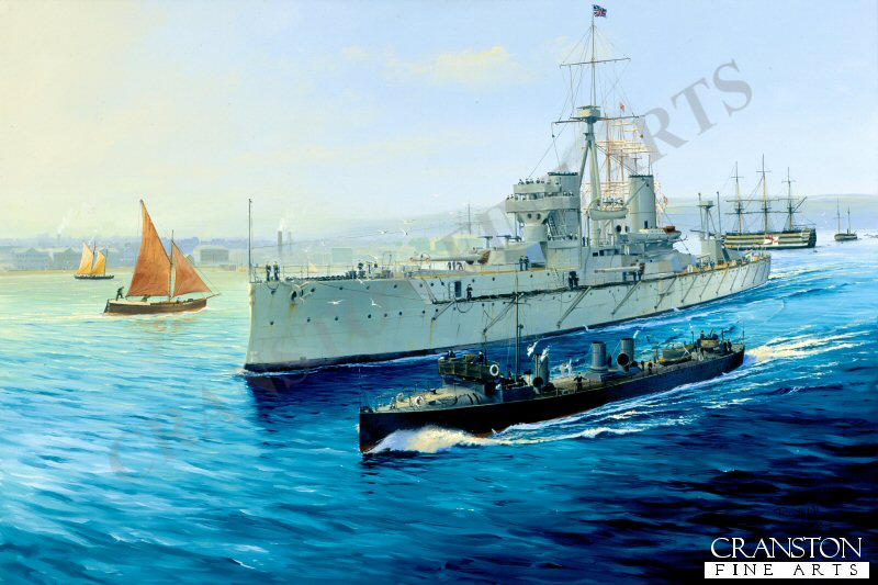 HMS Dreadnought at Portsmouth by Randall Wilson. [Postcard]