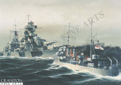The Attack on the Admiral Hipper by HMS Glowworm by Ivan Berryman. [Postcard]