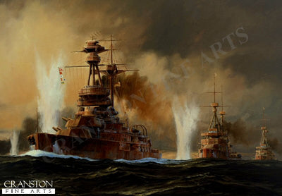 The Battle of Jutland, HMS Royal Oak by Anthony Saunders. [Postcard]