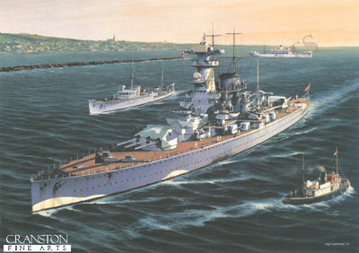 Admiral Graf Spee enters Montevideo by Ivan Berryman. [Postcard]