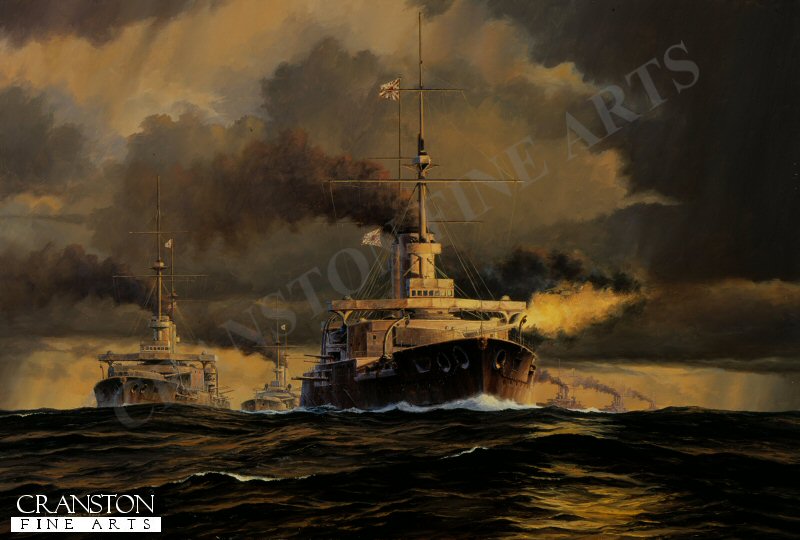 Battle of Tsushima, Line of Battle by Anthony Saunders. [Postcard]