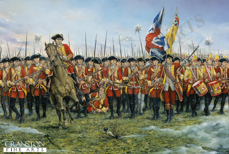 The 12th (Suffolk Regiment) at the Battle of Minden. 1st August 1759 by Brian Palmer. [Postcard]