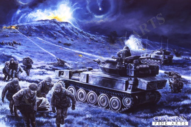 Battle for Wireless Ridge, Falklands, 13th June 1982 by David Pentland. [Original Painting]