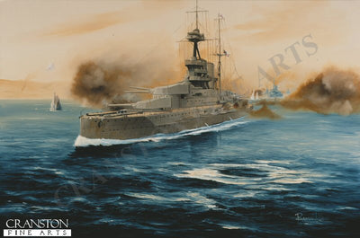 HMS Queen Elizabeth, Dardanelles Campaign 1916 by Randall Wilson. [Postcard]