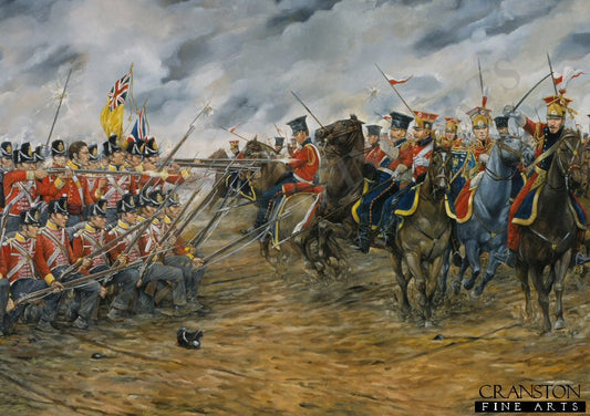 Charge of the Dutch Lancers against the British Squares at Waterloo by Brian Palmer. [Postcard]