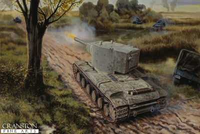 The Roadblock, Dubyana River, Lithuania 23rd - 24th June 1941 by David Pentland. [Original Painting]