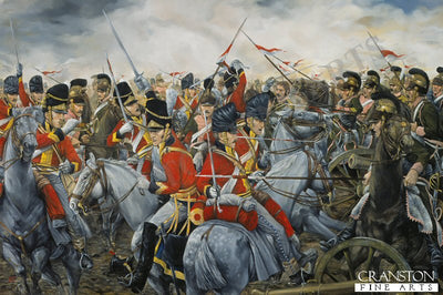 Charge of the 2nd Royal North British Dragoons (Scots Greys) at Waterloo by Brian Palmer. [Original Painting]