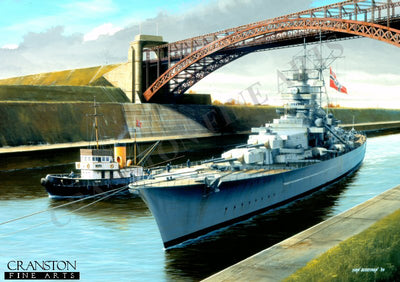 Tirpitz Passing Through Kiel Canal by Ivan Berryman [Postcard]