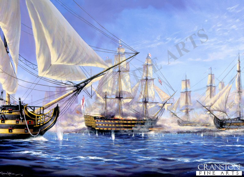 Breaking the Line at the Battle of Trafalgar by Graeme Lothian. [Postcard]