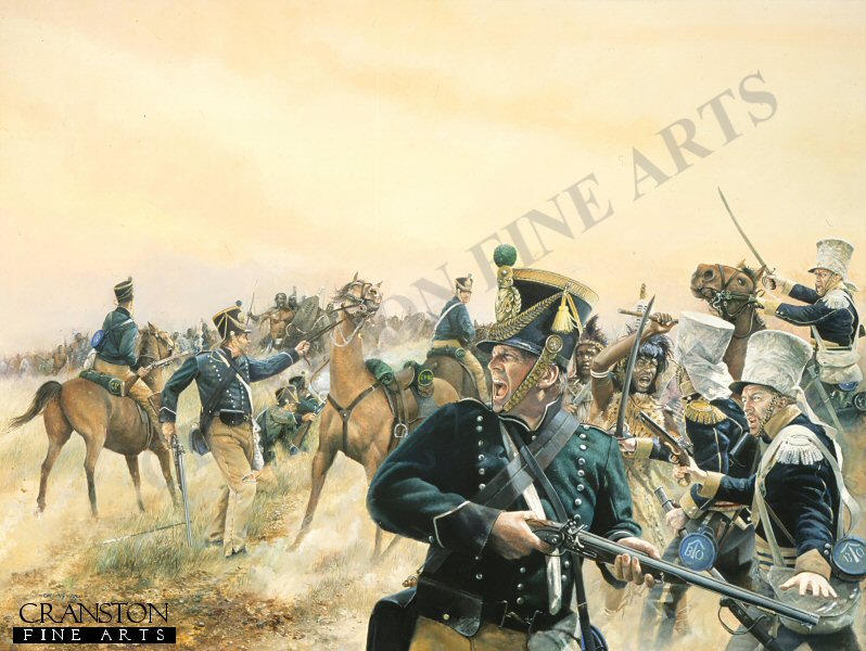 Cape Mounted Rifles against Shakas Zulu Impis c.1827 by Chris Collingwood. [Original Painting]