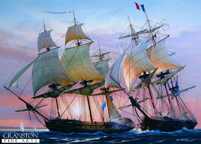 Frigate Action off Antigua by Ivan Berryman. [Postcard]