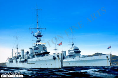 HMS Emerald and HMS Enterprise by Ivan Berryman. [Original Painting]