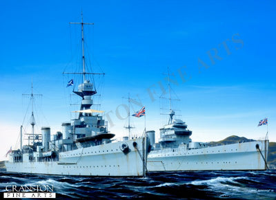 HMS Emerald and HMS Enterprise by Ivan Berryman. [Postcard]