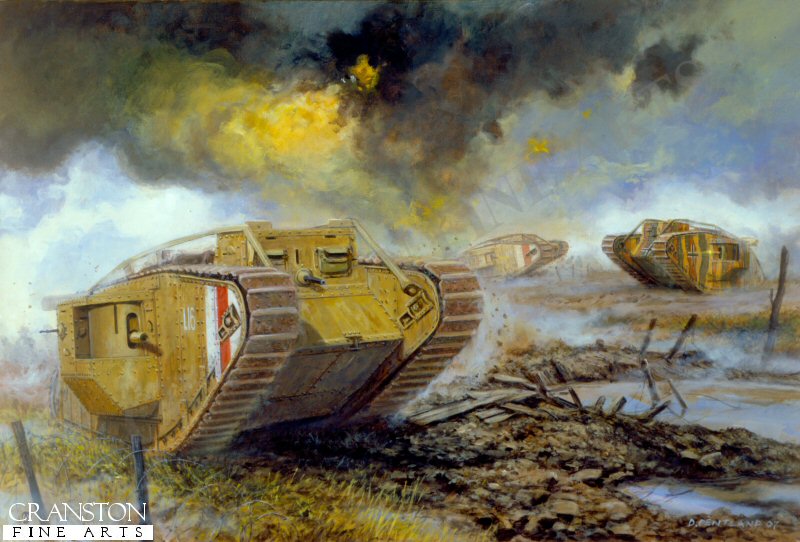 Unexpected encounter at Niergnies, France, 8th October 1918 by David Pentland. [Original Painting]