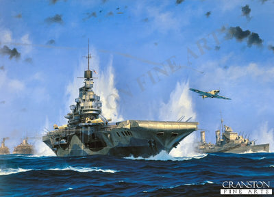 The Pedestal Convoy - HMS Indomitable by Anthony Saunders. [Postcard]