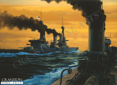 HMS Invincible - The Dawn of Jutland by Anthony Saunders. [Postcard]