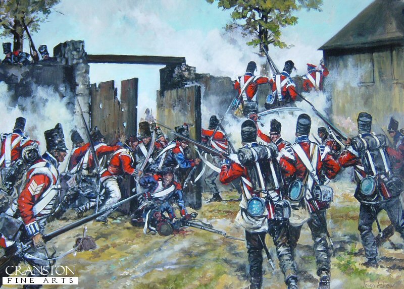 Defence of Hougoumont Farm at the Battle of Waterloo by Jason Askew. [Postcard]