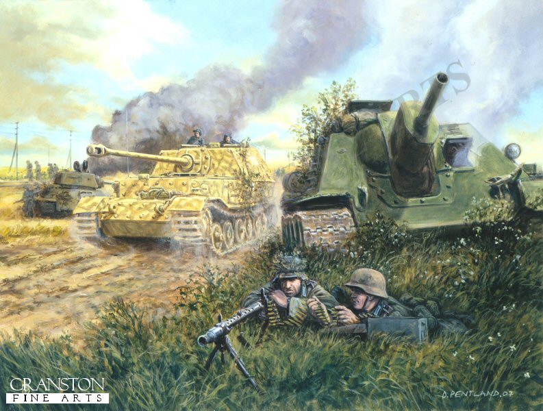 The Battle for Ponyri Station, Kursk, 9th July 1943 by David Pentland [Print]