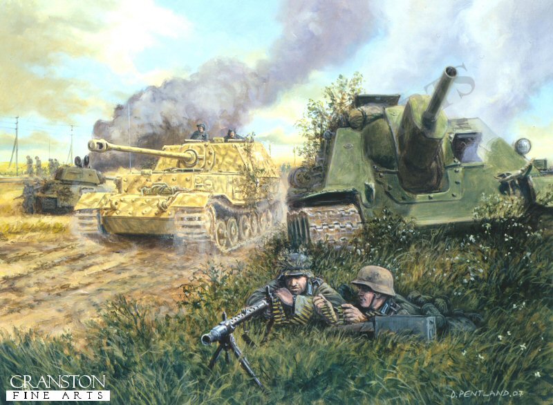 The Battle for Ponyri Station, Kursk, 9th July 1943 by David Pentland. [Postcard]