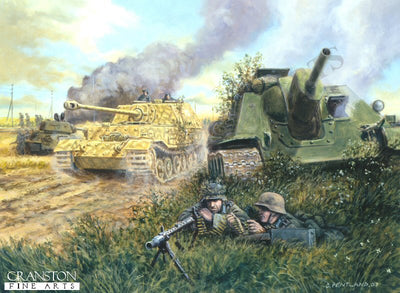 The Battle for Ponyri Station, Kursk, 9th July 1943 by David Pentland. [Postcard]